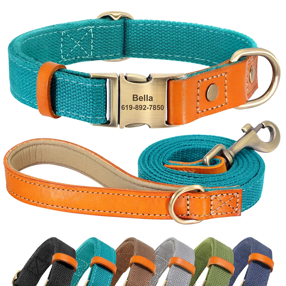 Nylon Custom Dog Puppy Collar Leash Set